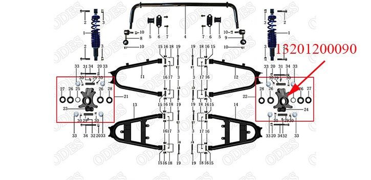 Knuckle, RH Odes 800cc